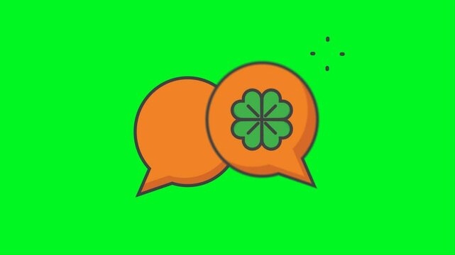 St Patrick's Bubble Chat Icon Animation On Green Screen. Ready for chroma key. 4k Animation