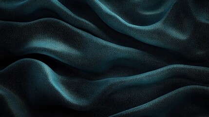 Fototapeta premium Dark teal silk fabric with soft waves. Perfect for luxury, elegance, and fashion designs.