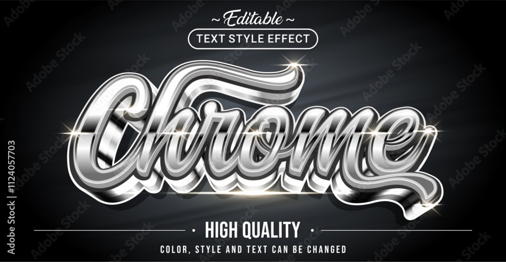 Poster Editable text style effect - Chrome text style theme.