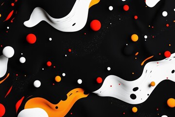 Fototapeta premium Abstract Black, White, Orange, and Red Fluid Shapes Background
