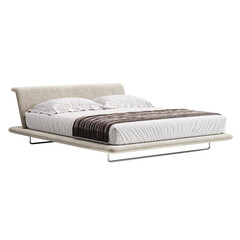 Fototapeta premium Modern Elegance: Bed for Stylish Bedroom transparent png background bedroom furniture architectural visualization interior no shadow 3d contemporary 