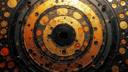 Obraz premium Radiant star trails. Stunning interplay of concentric circular motifs with radiant gold accents, creating an elegant visual matrix devoid of any visual interference.