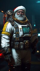 Fototapeta premium Futuristic santa claus in an astronaut suit