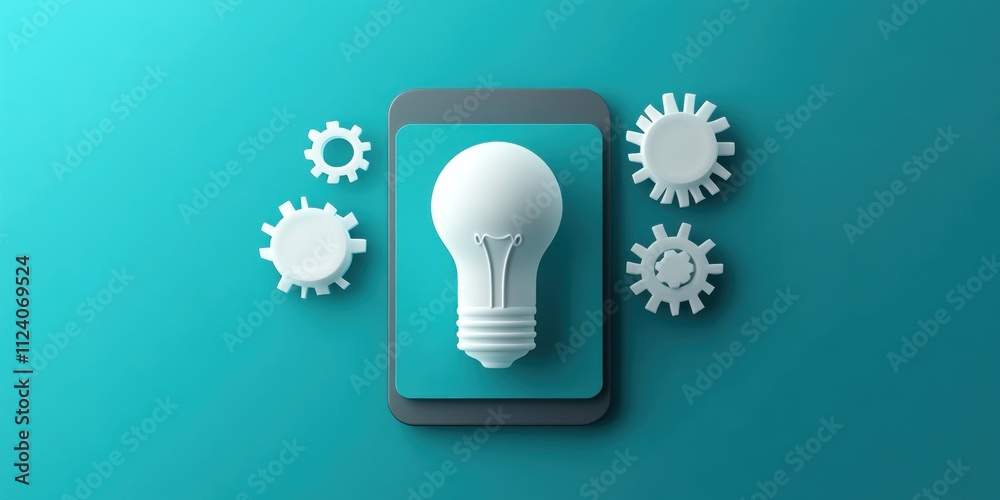 Aufkleber A light bulb surrounded by gears, symbolizing innovation and problem-solving.