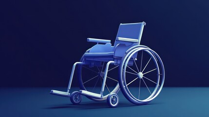A vibrant blue wheelchair icon featuring simplified shapes and clear labeling