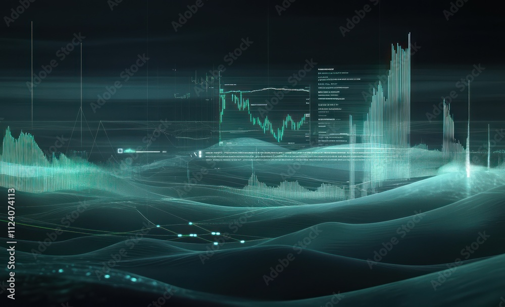 Aufkleber Abstract digital visualization of data trends and analytics.