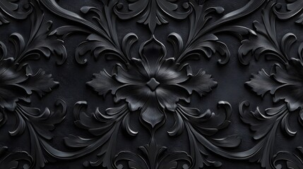 Intricate Black Floral Embossed Design Wall Decor