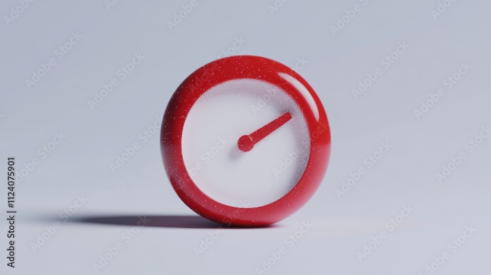 Leinwandbilder A stylized red clock with a minimalist design, emphasizing timekeeping.