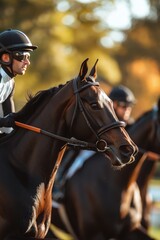Obraz premium Jockey and Horse at Golden Hour