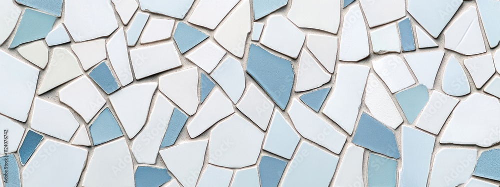 Aufkleber a mosaic of light blue and white tiles arranged in a random pattern.