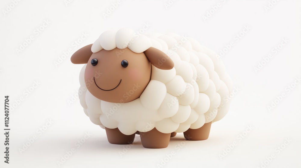 Poster a cute, stylized sheep figure with a rounded body and friendly expression.