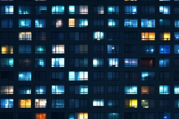 Obraz premium Apartment Building Windows at Night