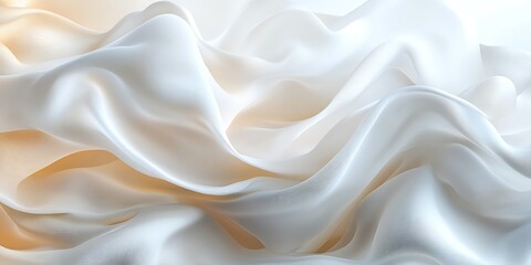 Obraz premium Soft, flowing ivory and white silk fabric with elegant draping and texture.