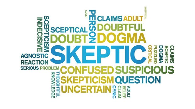 Skeptic animated word cloud;text design animation tag kinetic typography seamless loop.