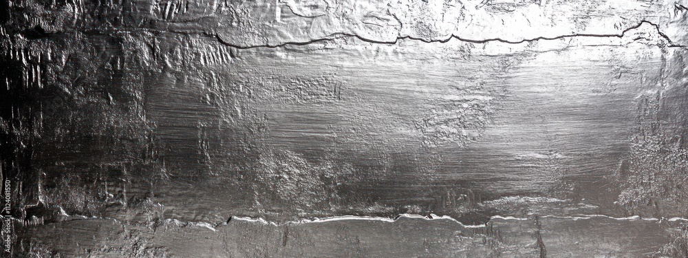 Poster a textured metallic surface with varied shades and patterns, suggesting industrial material.
