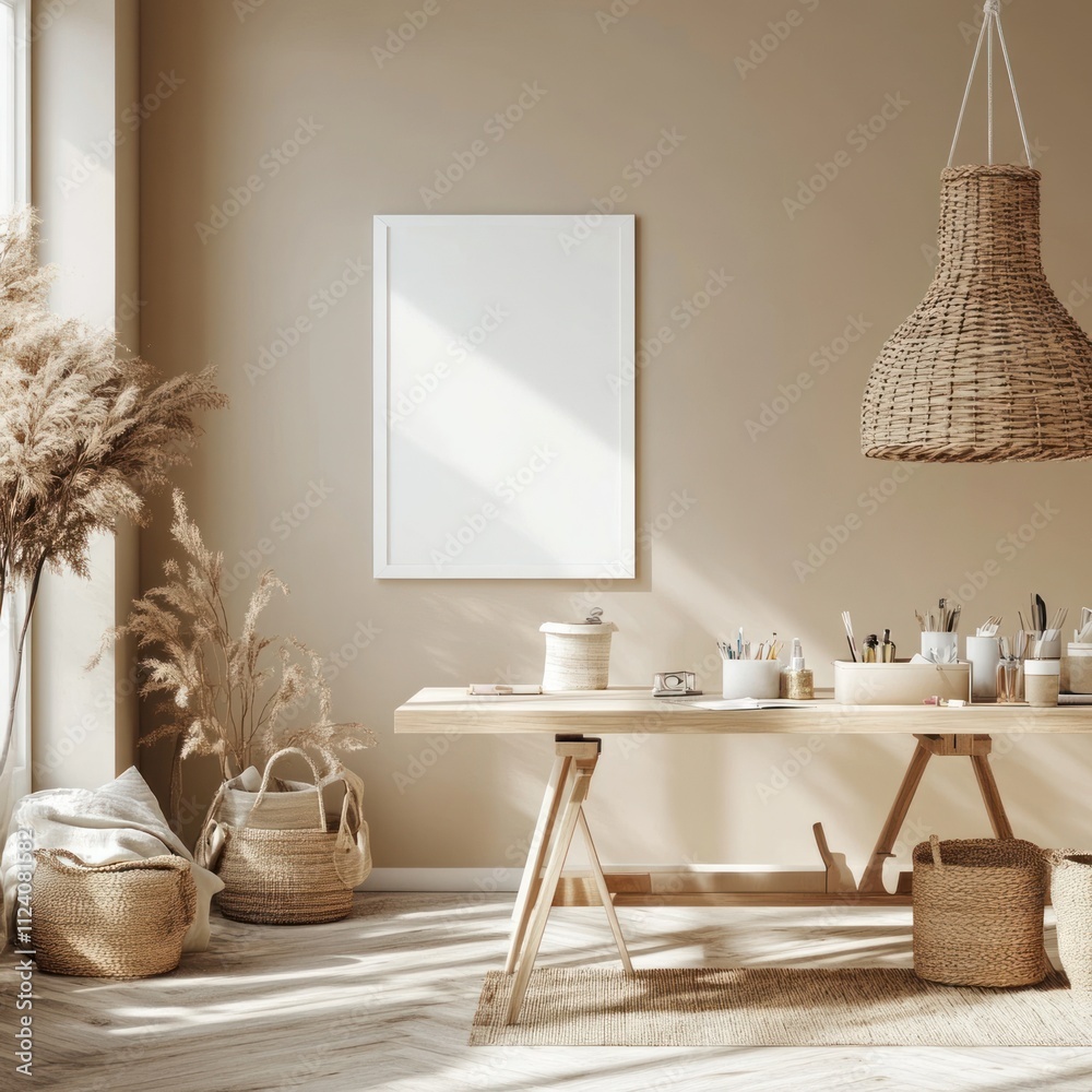 Aufkleber a serene workspace featuring natural elements and a minimalist design.
