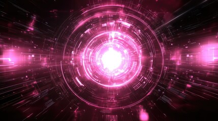 Obraz premium Abstract Pink Light Burst with Radiating Lines and Energy Effects