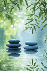 Obraz premium Serene Zen Stones and Bamboo Reflections