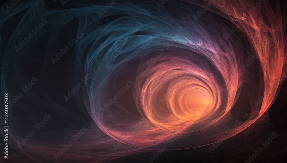Poster abstract swirling colors creating a dynamic, cosmic-like spiral.