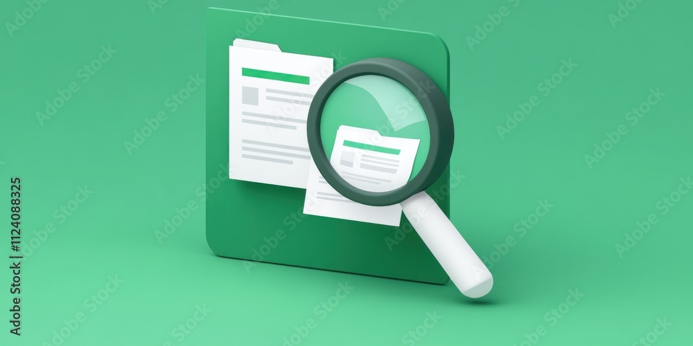 Poster a magnifying glass over document icons, symbolizing search and analysis.