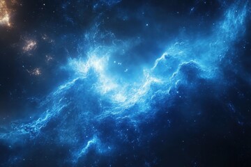 Obraz premium Stunning blue nebula, cosmic dust and stars. Perfect for science fiction, fantasy, or space themed projects.