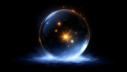 Fototapeta premium crystal, ball, glowing, aura, mystical, dark, background, isolated, magical, ethereal, mysterious, fantasy, sphere, enchanted, radiant, luminous, glass, orb, spiritual, witchcraft, fortune, divination