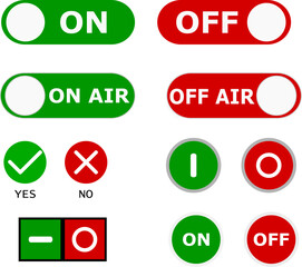 yes or no icon, check and uncheck icon, on or off button, 1 or 0 button, , on air or off air sign, for the user interface of an application or web