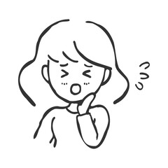 困り顔の手描きの女性イラスト