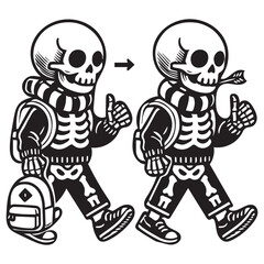 Skeleton Carrying a Backpack vector