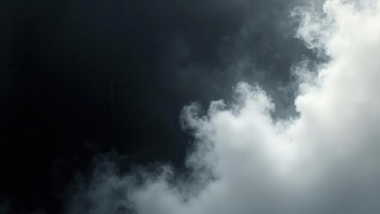 Obraz premium Smoky fire effects. White fog seamlessly blending into a deep black background, creating an ethereal and abstract scene, no noise, perfect sharpness, high quality, 4K, UHD.