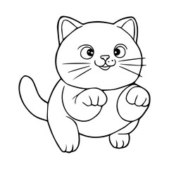 cute cat outline jumping vector illustration