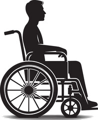 A person on wheelchair Silhouette isolated on white background wheelchair vector shape