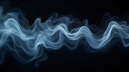 Obraz premium Smoky fire effects. Delicate threads of blue-gray smoke, gently moving across a black space, superbly clear details and transitions, full 4K sharpness, UHD quality, noise-free.