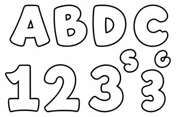 Alphabet and Numbers: Fun Fonts for Printable Designs | ABCs and 123s Vector Illustration