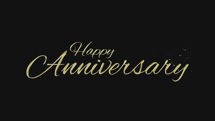 Happy Anniversary gold lettering text typography on gray or black background golden text banner illustration great for wishing and celebrating Happy Anniversary with your loved ones