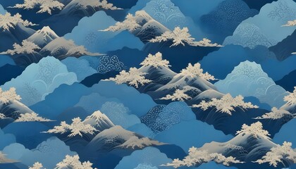 Clear Plain Shiny Warm Soft Vintage Bokeh Cloudy Wave Like Geometric Blue Background or Texture