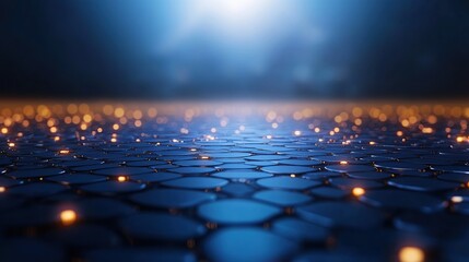 Obraz premium A serene, illuminated surface with a hexagonal pattern and soft glowing lights.