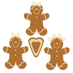 Fototapeta premium Christmas gingerbread girl ornament vector cartoon illustration