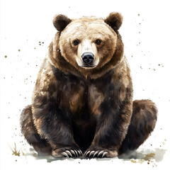 Obraz premium watercolour realistic bear illustration, on a white background.