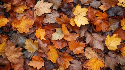 Autumn leaves in various shades of brown, orange, and gold. Perfect for fall themes, nature blogs, or seasonal designs.