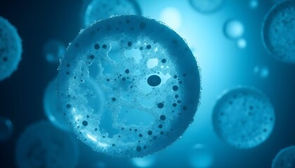 A living specimen of Volvox observed under a compound microscope. The cells are located in a transparent matrix, forming a large hollow sphere.