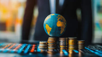 Abstract business Financial charts show a significant increase in profits in the stock market.This is driven by higher interest rates and continued growth. In the innovation world network of financial