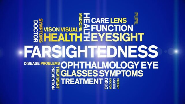Farsightedness animated word cloud;text design animation tag kinetic typography seamless loop.