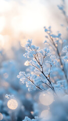 Winter bokeh effects on frosted wildflowers nature scene soft light outdoors close-up photography