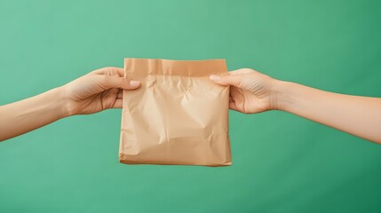 Hands Holding a Paper bag in a Package