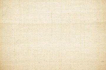 Brown sackcloth woven texture background in natural pattern. Jute hessian burlap, linen background in light beige cream color blank. Weaving canvas fiber line cotton cloth textured as organic.