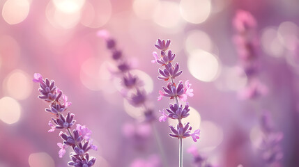 Obraz premium Lavender blooms in bokeh background nature photography serene garden setting soft focus viewpoint