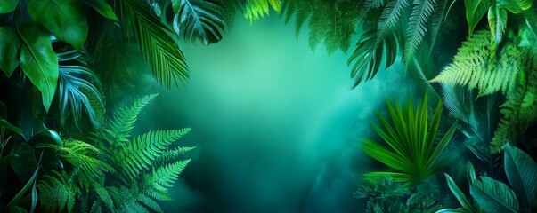 Obraz premium Lush green foliage with a soft, dreamy background.