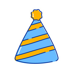 Party Hat Icon Illustration with bright colour palette in doddle style. Perfect for festive designs, invitations, new year event, and holiday themed projects.
