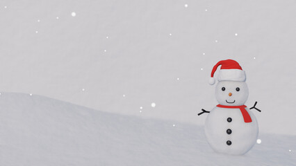 snowman on the snow winter background 8k illustration.